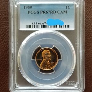 1959 LINCOLN CENT  PCGS PR67RD CAM
